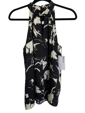 Bailey 44 Marina Black & Ivory Abstract Floral Halter Top